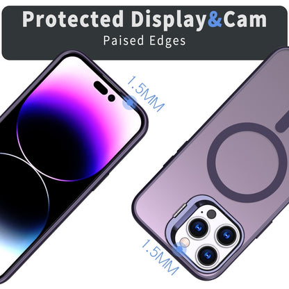 For iPhone 14 Pro Metal Invisible Camera Holder MagSafe Magnetic Phone Case(Purple) - iPhone 14 Pro Cases by buy2fix | Online Shopping UK | buy2fix