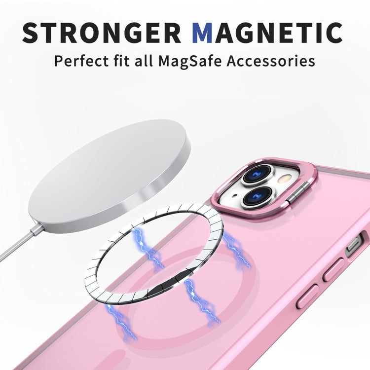 For iPhone 14 Plus Metal Invisible Camera Holder MagSafe Magnetic Phone Case(Pink) - iPhone 14 Plus Cases by buy2fix | Online Shopping UK | buy2fix