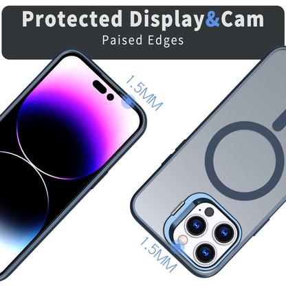 For iPhone 13 Pro Metal Invisible Camera Holder MagSafe Magnetic Phone Case(Blue) - iPhone 13 Pro Cases by buy2fix | Online Shopping UK | buy2fix