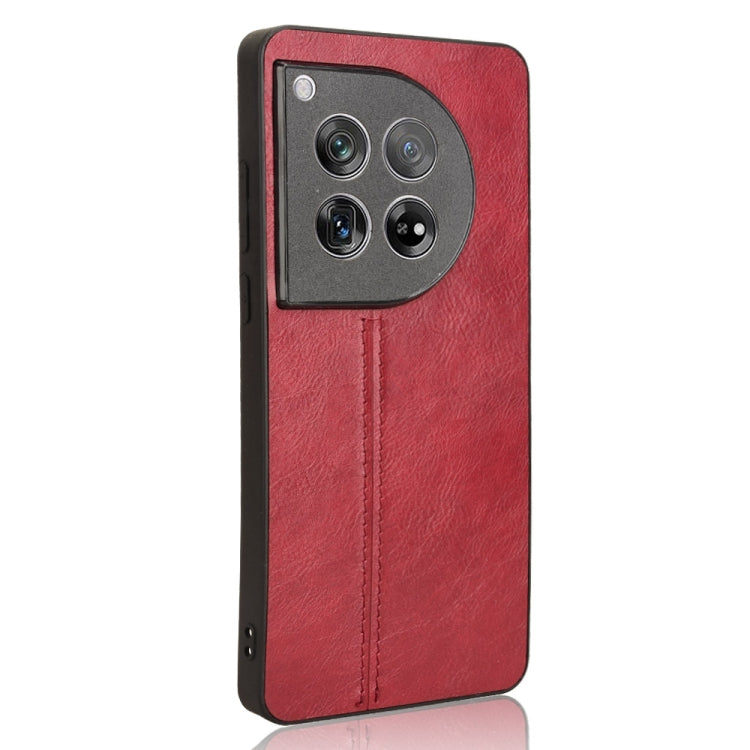 For OnePlus 12 Cow Pattern Sewing Back Cover Phone Case(Red) - OnePlus Cases by buy2fix | Online Shopping UK | buy2fix