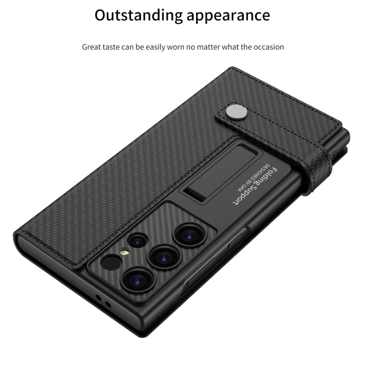 For Samsung Galaxy S24 Ultra 5G GKK Flip Wallet Leather Phone Case, Without Pen(Carbon Fiber Texture) - Galaxy S24 Ultra 5G Cases by GKK | Online Shopping UK | buy2fix