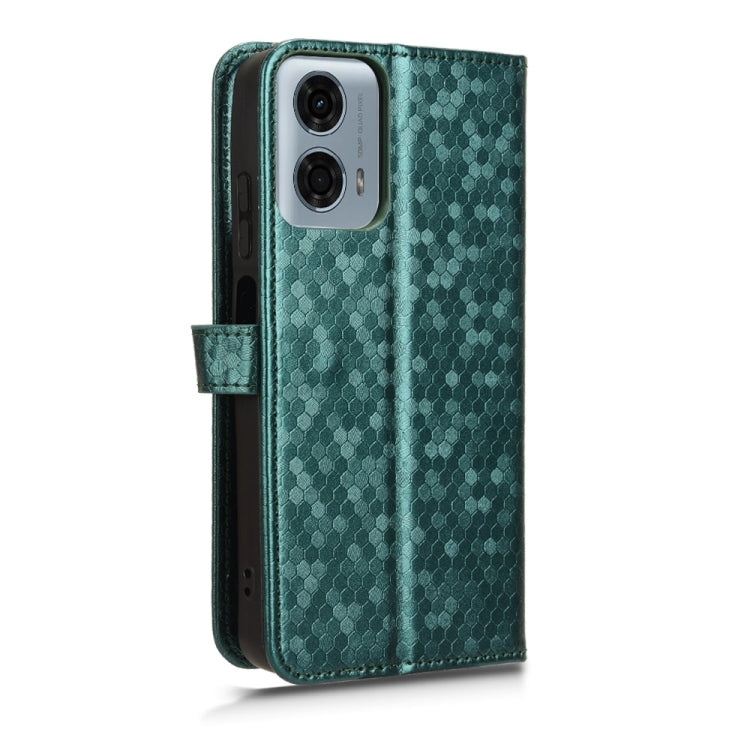 For Motorola Moto G Power 5G 2024 Honeycomb Dot Texture Leather Phone Case(Green) - Motorola Cases by buy2fix | Online Shopping UK | buy2fix