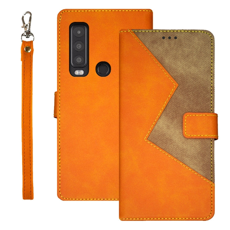 For CAT S75 idewei Two-color Splicing Leather Phone Case(Orange) - More Brand by idewei | Online Shopping UK | buy2fix