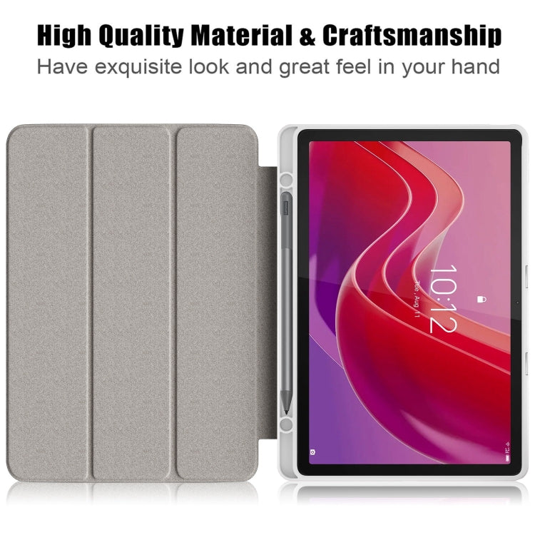 For Lenovo Tab M11 / Xiaoxin Pad 2024 Acrylic 3-Fold Solid Color Smart Leather Tablet Case(Grey) - Lenovo by buy2fix | Online Shopping UK | buy2fix
