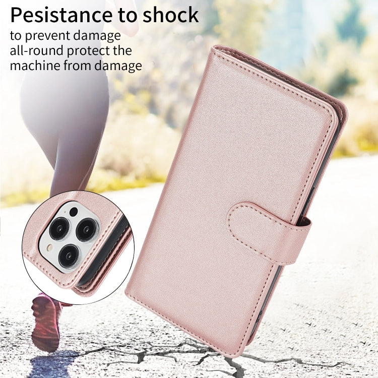 For iPhone 16 Pro Max Multi-Card Wallet RFID Leather Phone Case(Rose Gold) - iPhone 16 Pro Max Cases by buy2fix | Online Shopping UK | buy2fix