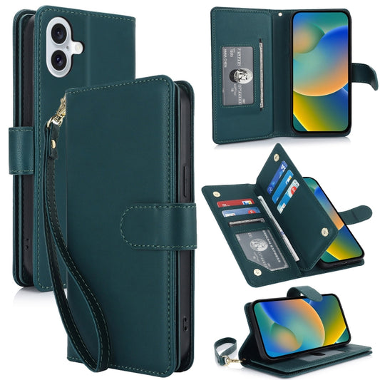 For iPhone 16 Plus Multi-Card Wallet RFID Leather Phone Case(Green) - iPhone 16 Plus Cases by buy2fix | Online Shopping UK | buy2fix