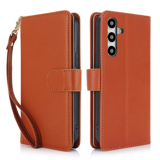 For Samsung Galaxy S24+ / S25+ 5G Multi-Card Wallet RFID Leather Phone Case(Brown) - Galaxy S24+ 5G Cases by buy2fix | Online Shopping UK | buy2fix