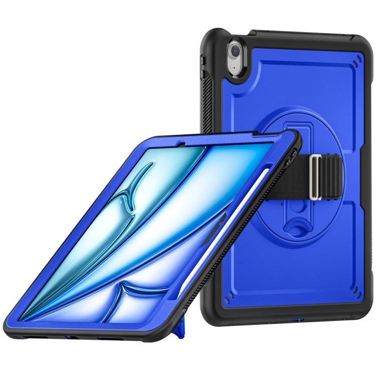 For iPad Air 11 2024 Honeycomb Hand Grip Turntable Stand Tablet Case(Dark Blue) - iPad Air 11 2024 Cases by buy2fix | Online Shopping UK | buy2fix