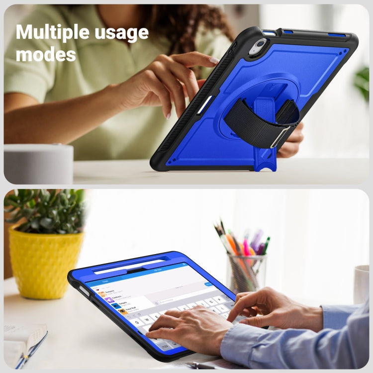 For iPad Air 11 2024 Honeycomb Hand Grip Turntable Stand Tablet Case(Dark Blue) - iPad Air 11 2024 Cases by buy2fix | Online Shopping UK | buy2fix