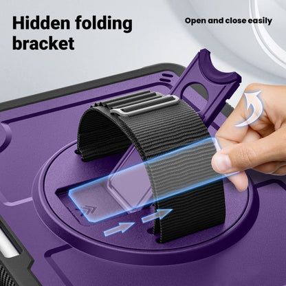 For iPad Air 11 2024 Honeycomb Hand Grip Turntable Stand Tablet Case(Purple) - iPad Air 11 2024 Cases by buy2fix | Online Shopping UK | buy2fix