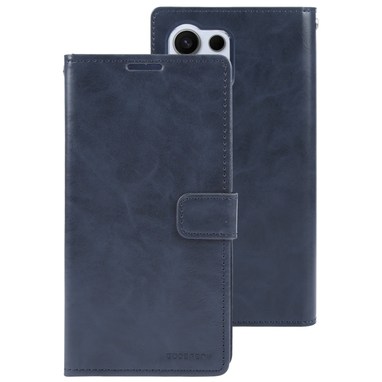 For Samsung Galaxy S24 Ultra 5G GOOSPERY MANSOOR DIARY 9 Card Slots Leather Phone Case(Dark Blue) - Galaxy S24 Ultra 5G Cases by GOOSPERY | Online Shopping UK | buy2fix