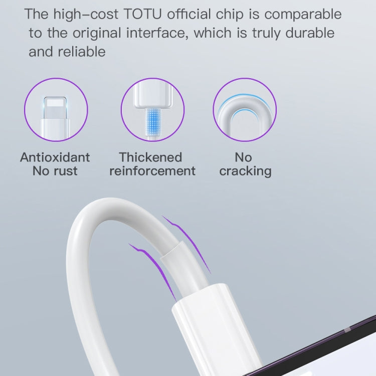 TOTU CB-1-L 15W USB to 8 Pin Fast Charging Data Cable, Length: 1m(White) - Normal Style Cable by TOTUDESIGN | Online Shopping UK | buy2fix