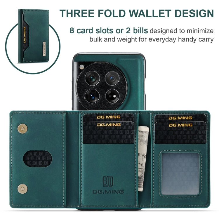 For OnePlus 12 DG.MING M2 Series 3-Fold Multi Card Bag + Magnetic Phone Case(Green) - OnePlus Cases by DG.MING | Online Shopping UK | buy2fix