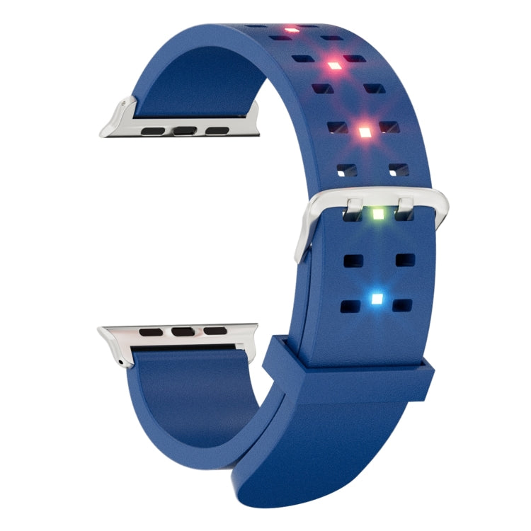 For Apple Watch Series 7 45mm Luminous Colorful Light Silicone Watch Band(Blue) - Watch Bands by buy2fix | Online Shopping UK | buy2fix