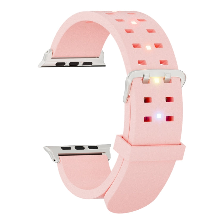 For Apple Watch Series 3 42mm Luminous Colorful Light Silicone Watch Band(Pink) - Watch Bands by buy2fix | Online Shopping UK | buy2fix