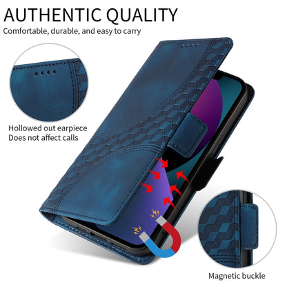 For iPhone 16 Pro Max Embossed Rhombus Starry Leather Phone Case(Blue) - iPhone 16 Pro Max Cases by buy2fix | Online Shopping UK | buy2fix