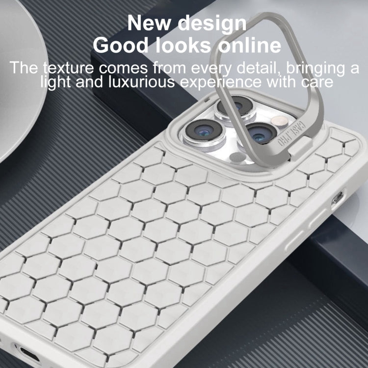 For iPhone 16 Pro Honeycomb Radiating Lens Holder Magsafe Phone Case(Grey) - iPhone 16 Pro Cases by buy2fix | Online Shopping UK | buy2fix