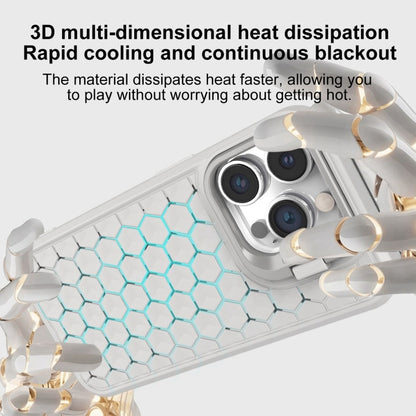 For iPhone 15 Pro Honeycomb Radiating Lens Holder Magsafe Phone Case(Blue) - iPhone 15 Pro Cases by buy2fix | Online Shopping UK | buy2fix