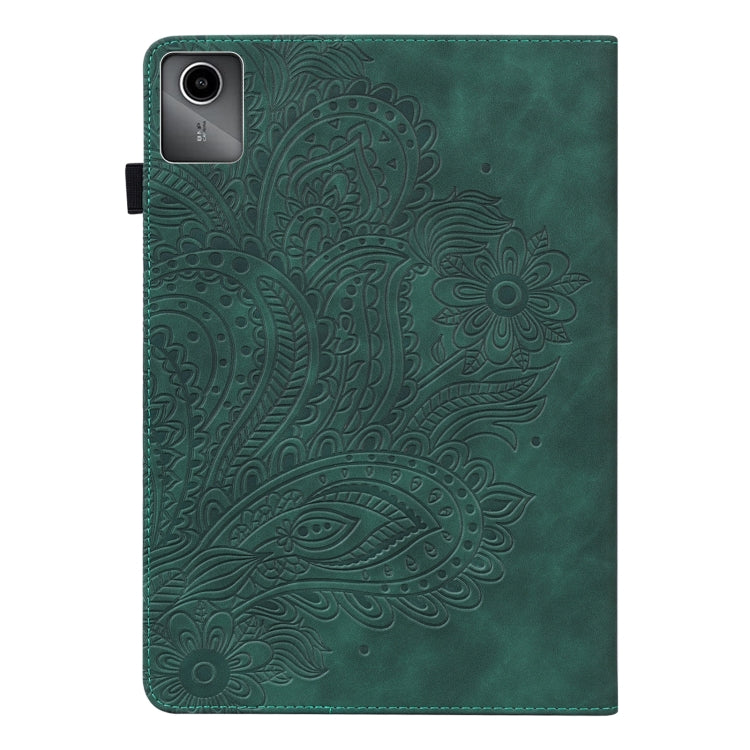 For Lenovo Tab M11 / Xiaoxin Pad 11 2024 Peacock Embossed Pattern Leather Tablet Case(Green) - Lenovo by buy2fix | Online Shopping UK | buy2fix