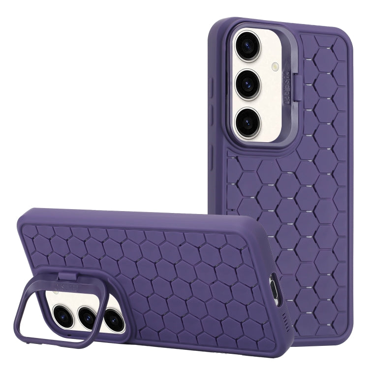 For Samsung Galaxy S23 FE 5G Honeycomb Radiating Lens Holder Magsafe Phone Case(Purple) - Galaxy S23 FE 5G Cases by buy2fix | Online Shopping UK | buy2fix