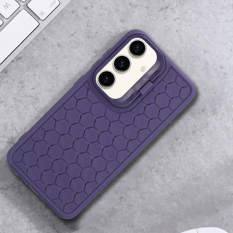 For Samsung Galaxy S23 FE 5G Honeycomb Radiating Lens Holder Magsafe Phone Case(Purple) - Galaxy S23 FE 5G Cases by buy2fix | Online Shopping UK | buy2fix