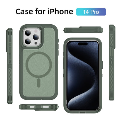 For iPhone 14 Pro Guard Magsafe Magnetic Ring Matte Phone Case(Green) - iPhone 14 Pro Cases by buy2fix | Online Shopping UK | buy2fix