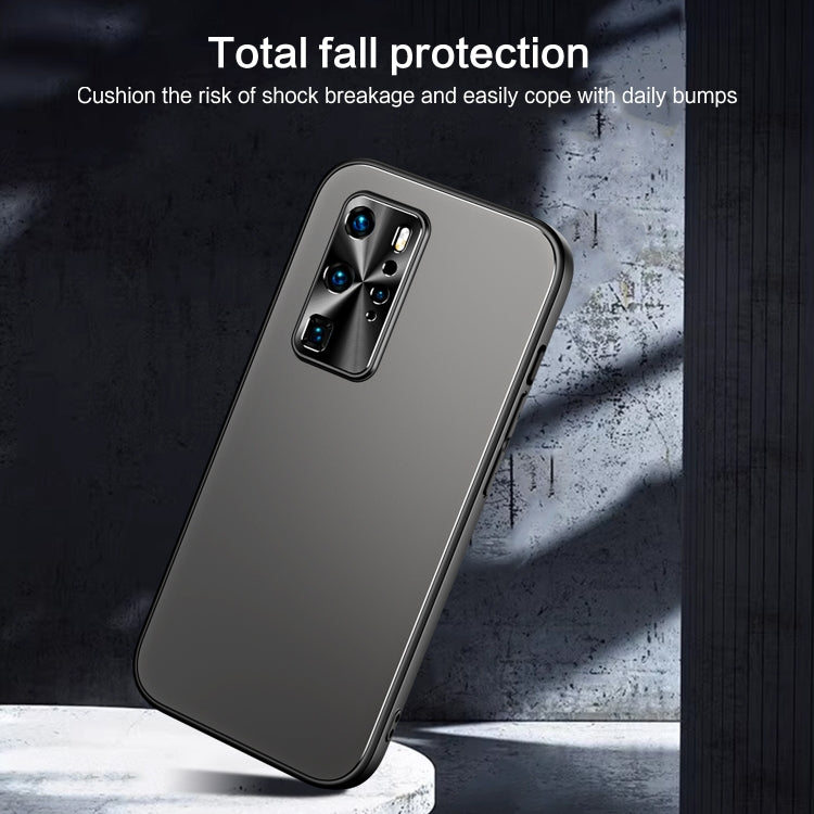 For Huawei P40 R-JUST RJ-61 Electroplating Frosted TPU + PC Phone Case with Holder(Silver) - Huawei Cases by R-JUST | Online Shopping UK | buy2fix