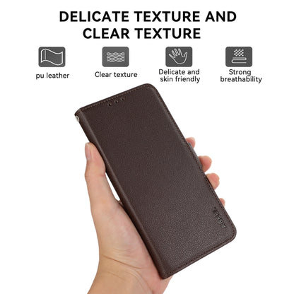 For Samsung Galaxy S23+ 5G ABEEL Side-Magnetic Litchi Pattern Leather RFID Phone Case(Brown) - Galaxy S23+ 5G Cases by buy2fix | Online Shopping UK | buy2fix