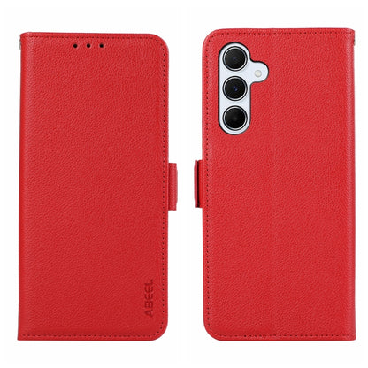 For Samsung Galaxy S24 5G ABEEL Side-Magnetic Litchi Pattern Leather RFID Phone Case(Red) - Galaxy S24 5G Cases by buy2fix | Online Shopping UK | buy2fix