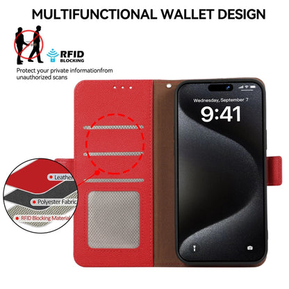 For Samsung Galaxy S24 5G ABEEL Side-Magnetic Litchi Pattern Leather RFID Phone Case(Red) - Galaxy S24 5G Cases by buy2fix | Online Shopping UK | buy2fix