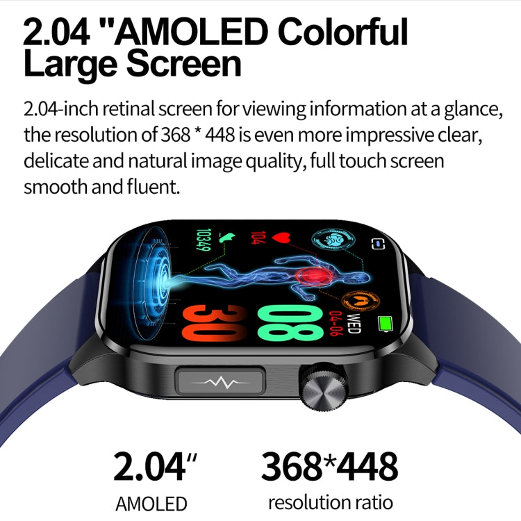 ET580 2.04 inch AMOLED Screen Sports Smart Watch Support Bluethooth Call /  ECG Function(Black Butterfly Buckle) - Smart Watches by buy2fix | Online Shopping UK | buy2fix