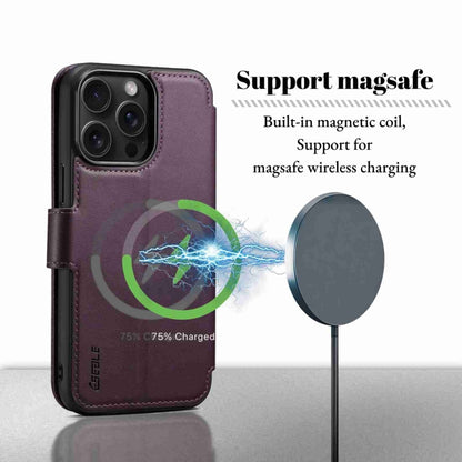 For iPhone 14 Pro ESEBLE E1 Nappa Texture MagSafe Holder Leather Phone Case(Dark Purple) - iPhone 14 Pro Cases by ESEBLE | Online Shopping UK | buy2fix
