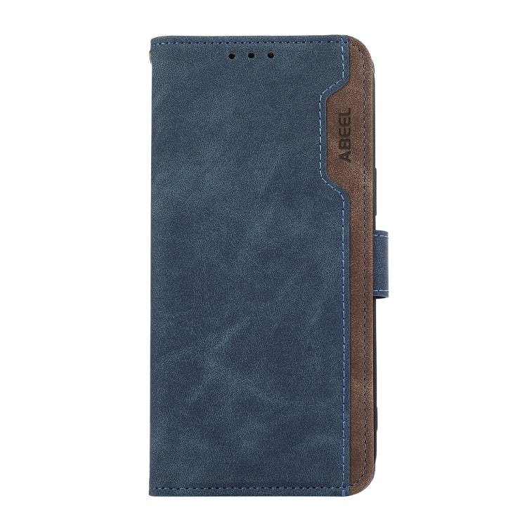 For Samsung Galaxy S24+ 5G ABEEL Color Block Magnetic RFID Leather Phone Case(Blue-Brown) - Galaxy S24+ 5G Cases by buy2fix | Online Shopping UK | buy2fix