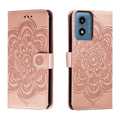 For Motorola Moto G Play 2024 Sun Mandala Embossing Pattern Phone Leather Case(Rose Gold) - Motorola Cases by buy2fix | Online Shopping UK | buy2fix