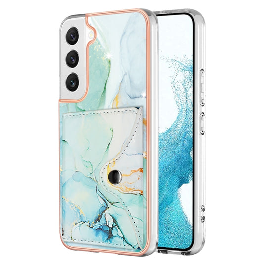 For Samsung Galaxy S22 5G Marble Pattern IMD Card Slot Phone Case(Green) - Galaxy S22 5G Cases by buy2fix | Online Shopping UK | buy2fix