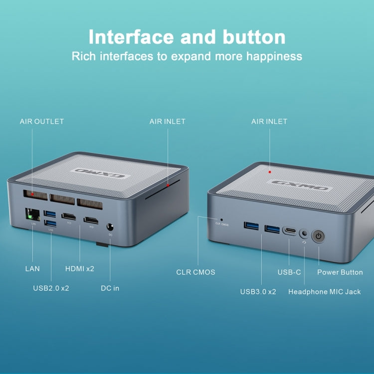 GXMO U58 Windows 11 AMD Ryzen 7-5800U 8 Core Processor Mini Computer, Specification:Without RAM & SSD - Windows Mini PCs by GXMO | Online Shopping UK | buy2fix