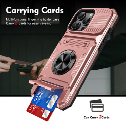 For iPhone 16 Pro Max TPU+PC Shockproof Card Phone Case with Metal Ring Holder(Rose Gold) - iPhone 16 Pro Max Cases by buy2fix | Online Shopping UK | buy2fix