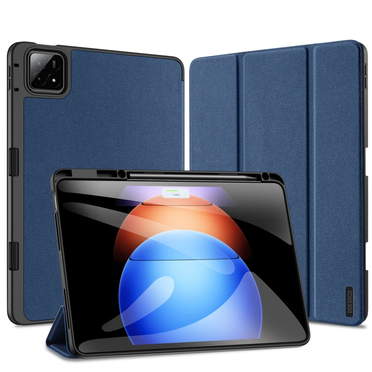 For Xiaomi Pad 6S Pro 12.4 DUX DUCIS Domo Series Cloth Texture Magnetic Leather Tablet Case(Blue) - More Tablet Cases by DUX DUCIS | Online Shopping UK | buy2fix