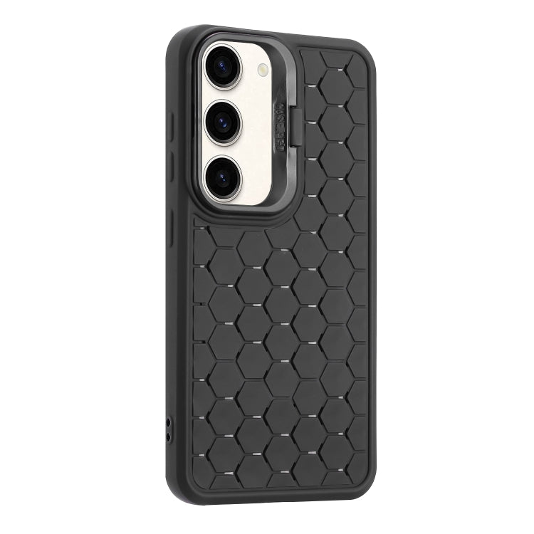 For Samsung Galaxy S23+ 5G Honeycomb Radiating Lens Holder TPU Phone Case(Black) - Galaxy S23+ 5G Cases by buy2fix | Online Shopping UK | buy2fix