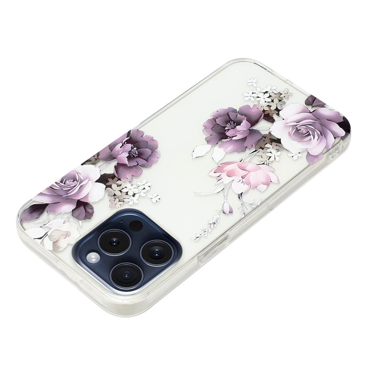 For iPhone 16 Pro Colorful Painting Pattern TPU Phone Case(Peony) - iPhone 16 Pro Cases by buy2fix | Online Shopping UK | buy2fix