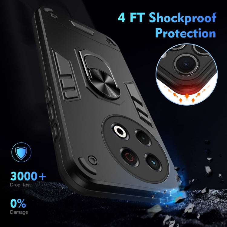 For Tecno Spark 30 Pro Shockproof Metal Ring Holder Phone Case(Black) - Tecno Cases by buy2fix | Online Shopping UK | buy2fix