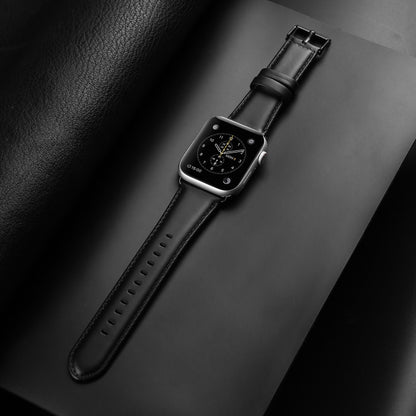 For Apple Watch Series 9 41mm DUX DUCIS Business Genuine Leather Watch Strap(Black) - Watch Bands by DUX DUCIS | Online Shopping UK | buy2fix