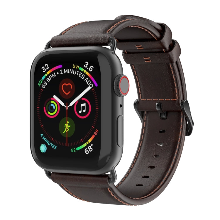 For Apple Watch Series 9 41mm DUX DUCIS Business Genuine Leather Watch Strap(Coffee) - Watch Bands by DUX DUCIS | Online Shopping UK | buy2fix