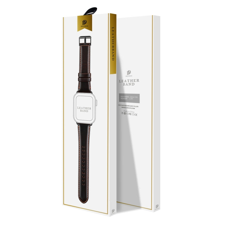 For Apple Watch Ultra 49mm DUX DUCIS Business Genuine Leather Watch Strap(Coffee) - Watch Bands by DUX DUCIS | Online Shopping UK | buy2fix