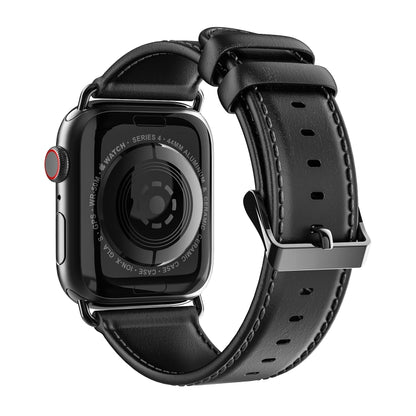 For Apple Watch Series 4 44mm DUX DUCIS Business Genuine Leather Watch Strap(Black) - Watch Bands by DUX DUCIS | Online Shopping UK | buy2fix