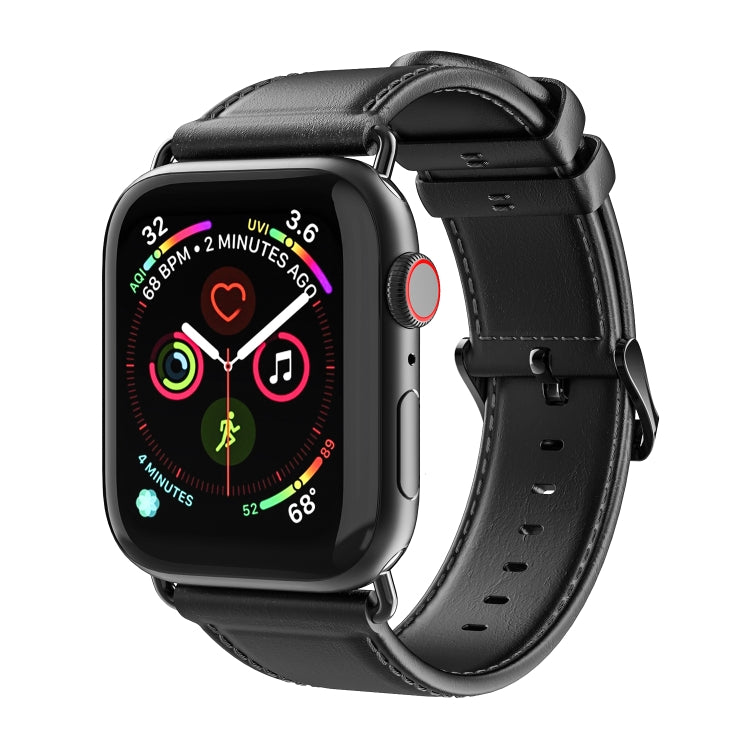 For Apple Watch Series 3 38mm DUX DUCIS Business Genuine Leather Watch Strap(Black) - Watch Bands by DUX DUCIS | Online Shopping UK | buy2fix