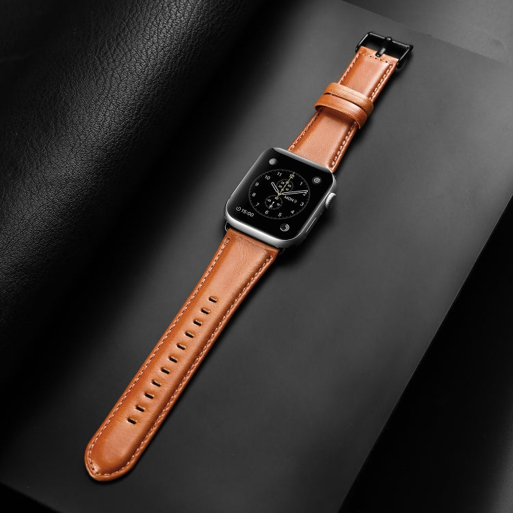 For Apple Watch Series 3 38mm DUX DUCIS Business Genuine Leather Watch Strap(Khaki) - Watch Bands by DUX DUCIS | Online Shopping UK | buy2fix