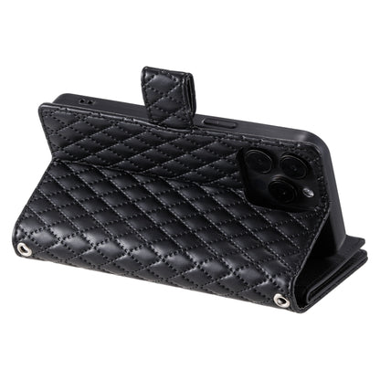 For iPhone 16 Pro Max Glitter Lattice Zipper Wallet Leather Phone Case(Black) - iPhone 16 Pro Max Cases by buy2fix | Online Shopping UK | buy2fix