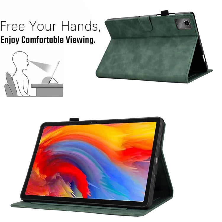 For Lenovo Tab M11 / Xiaoxin Pad 11 2024 Smile Embossed Smart Leather Tablet Case(Green) - Lenovo by buy2fix | Online Shopping UK | buy2fix