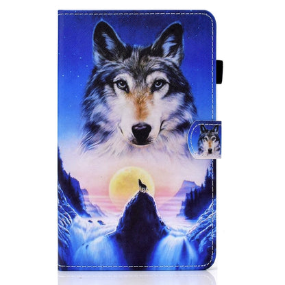 For Lenovo Tab M11 / Xiaoxin Pad 11 2024 Colored Drawing Sewing Pen Slot Leather Tablet Case(Wolf) - Lenovo by buy2fix | Online Shopping UK | buy2fix